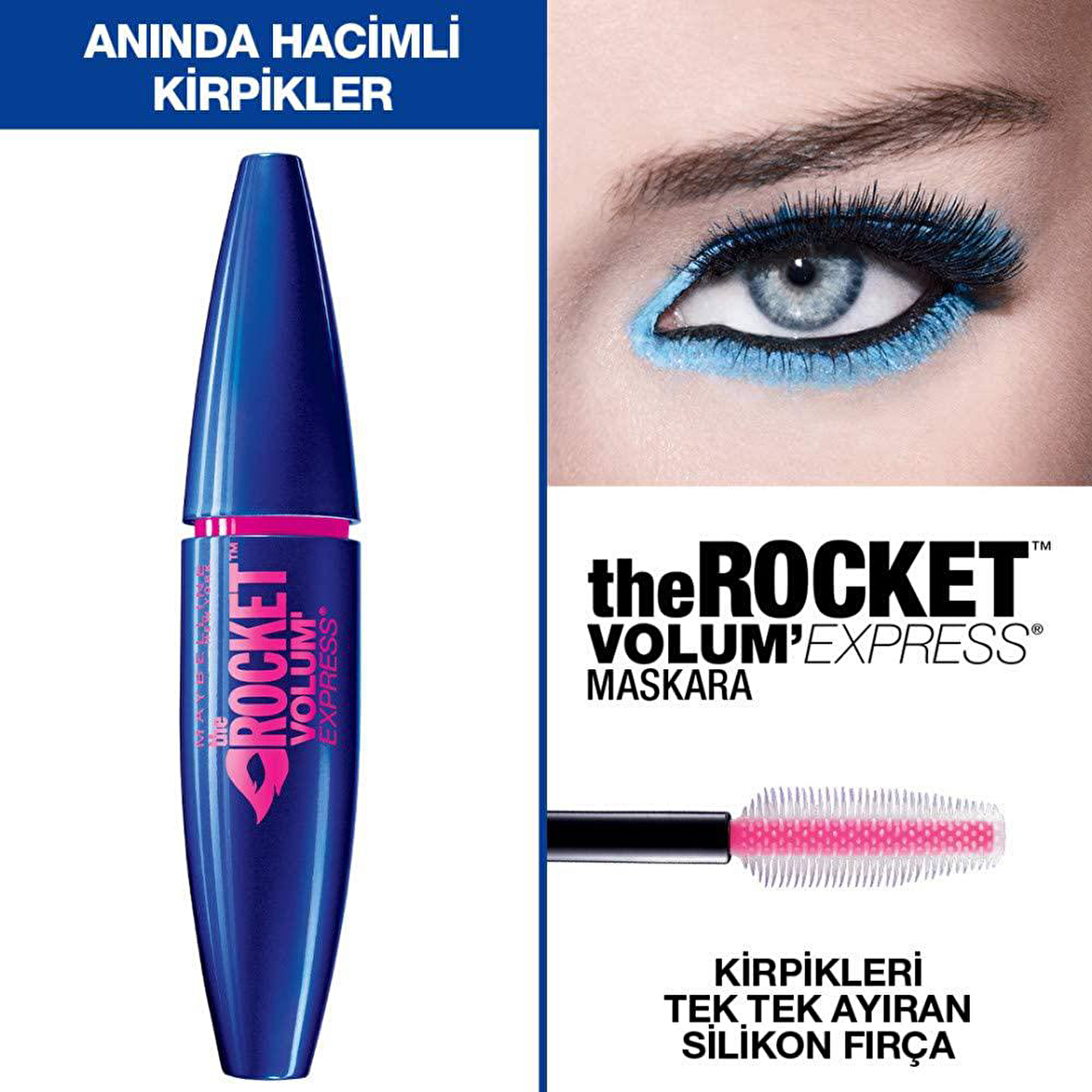 Maybelline The Rocket Volum Express Silikon Fırça Siyah Rimel