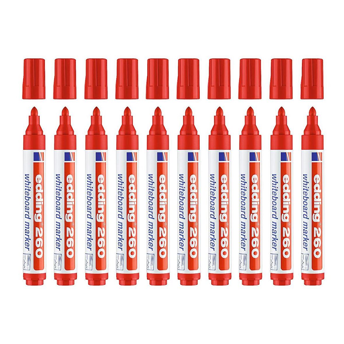Edding 260 Yazı Tahtası Kalemi 10 Lu Set Kırmızı 