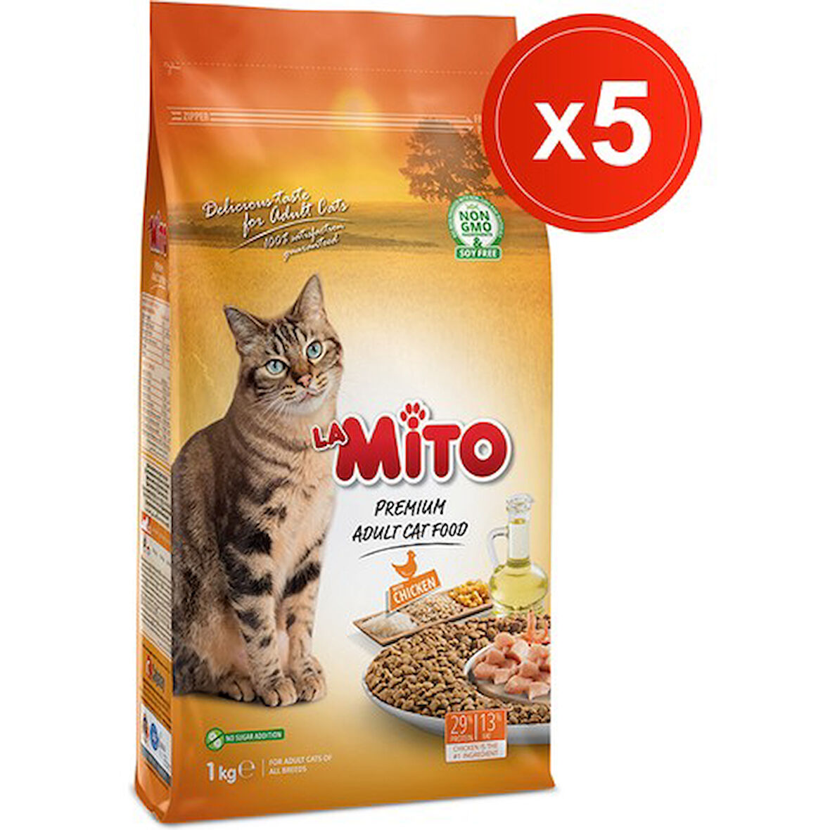 Mito Adult Cat 1 kg x 5 Adet - Tavuklu Yetişkin Kedi Maması