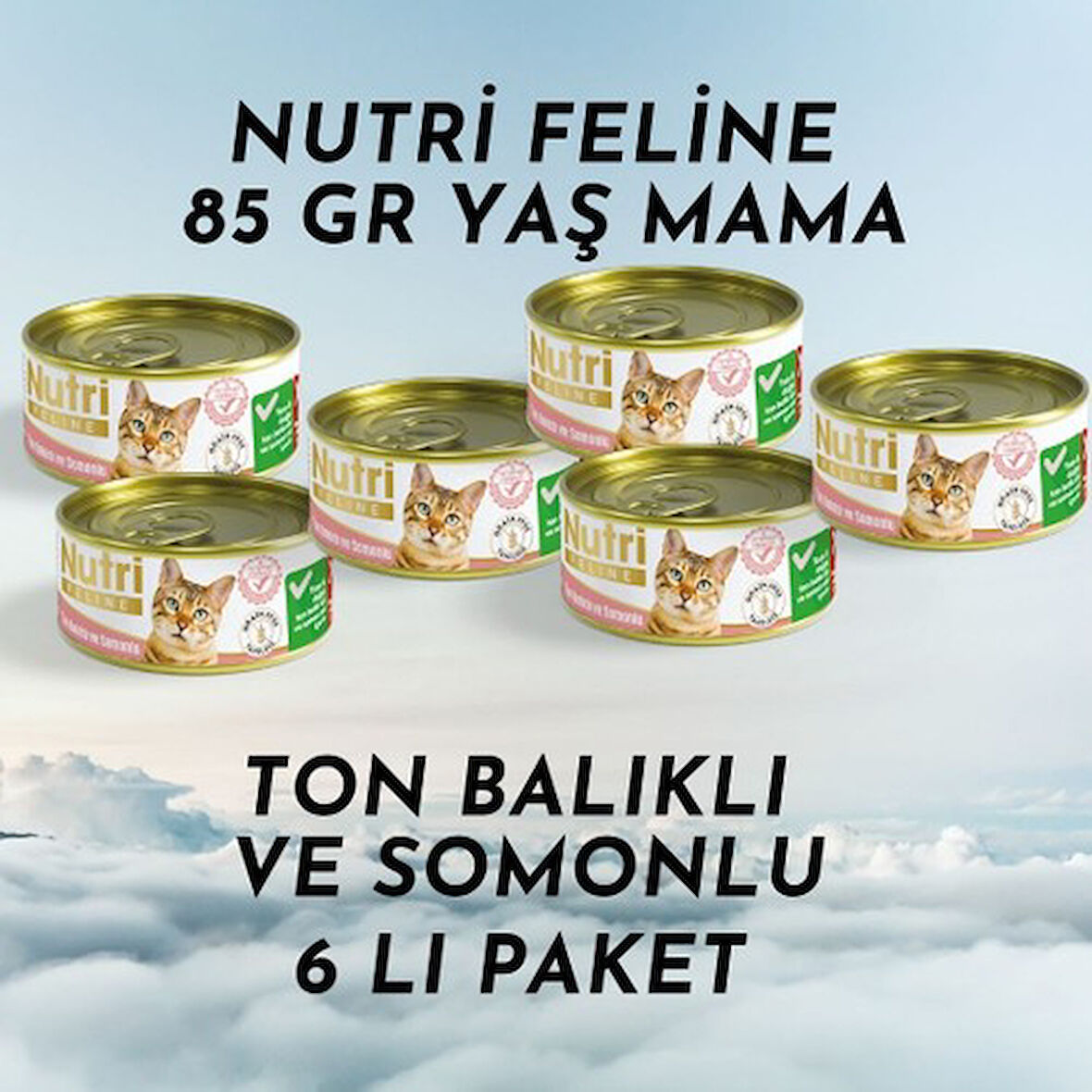 Nutri Feline Yaş Mama 85 gr Ton Balıklı ve Somonlu 6 Lı Paket