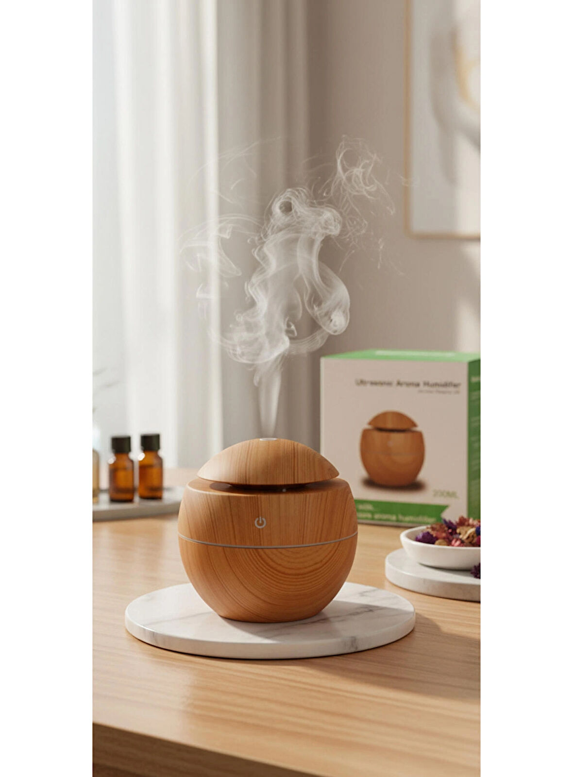 Ahşap Görünümlü Mini Aroma Difüzör & Nemlendirici