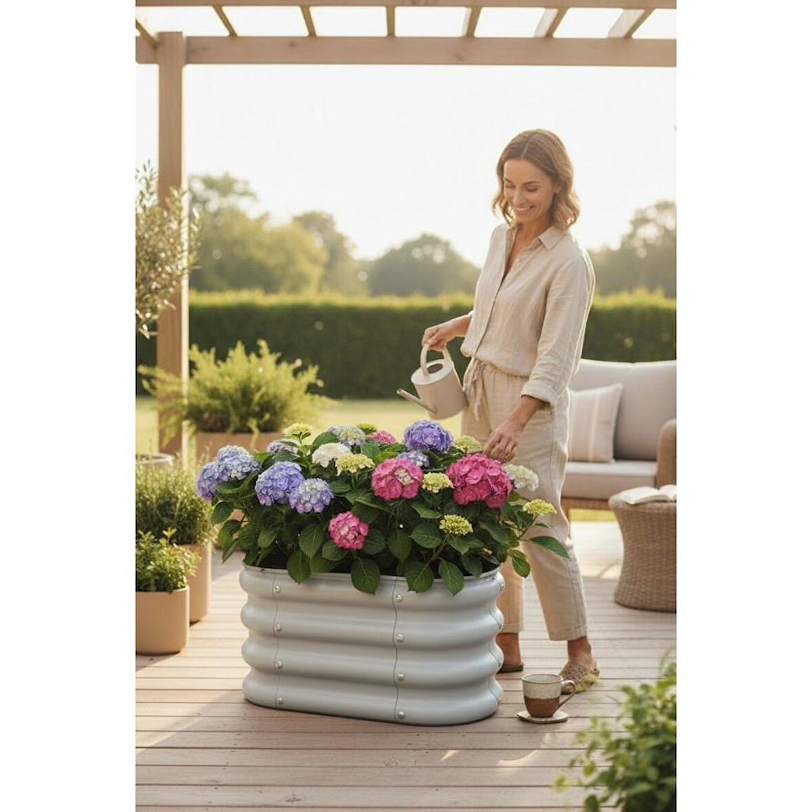 Modüler Yükseltilmiş Bahçe Yatağı Yükseltilmiş Sebze Yatağı Çiçeklik No:0 (60X34) Gri