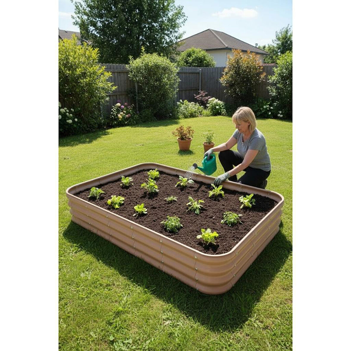 Modüler Yükseltilmiş Bahçe Yatağı Yükseltilmiş Sebze Yatağı No:10 (165X110) Bej