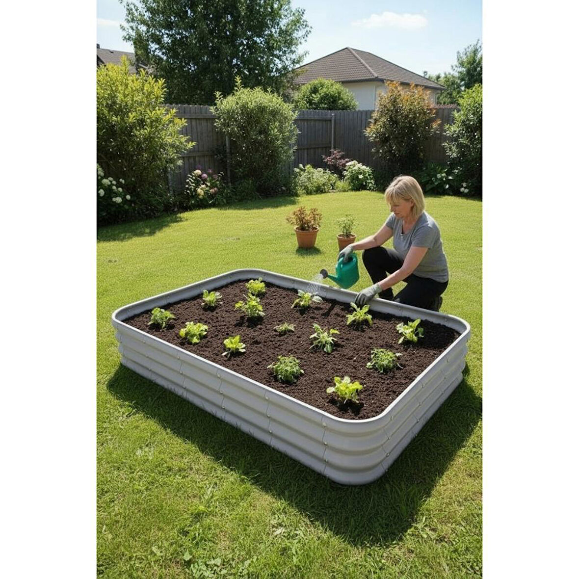 Modüler Yükseltilmiş Bahçe Yatağı Yükseltilmiş Sebze Yatağı No:10 (165X110) Gri