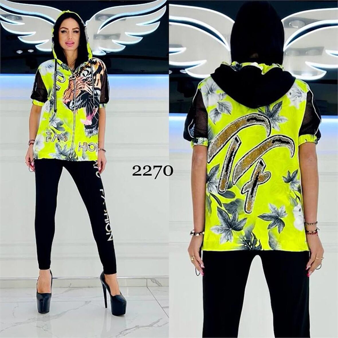 Tf Kaplan Crystal Taşlı Eşofman Takımı - YEŞİL