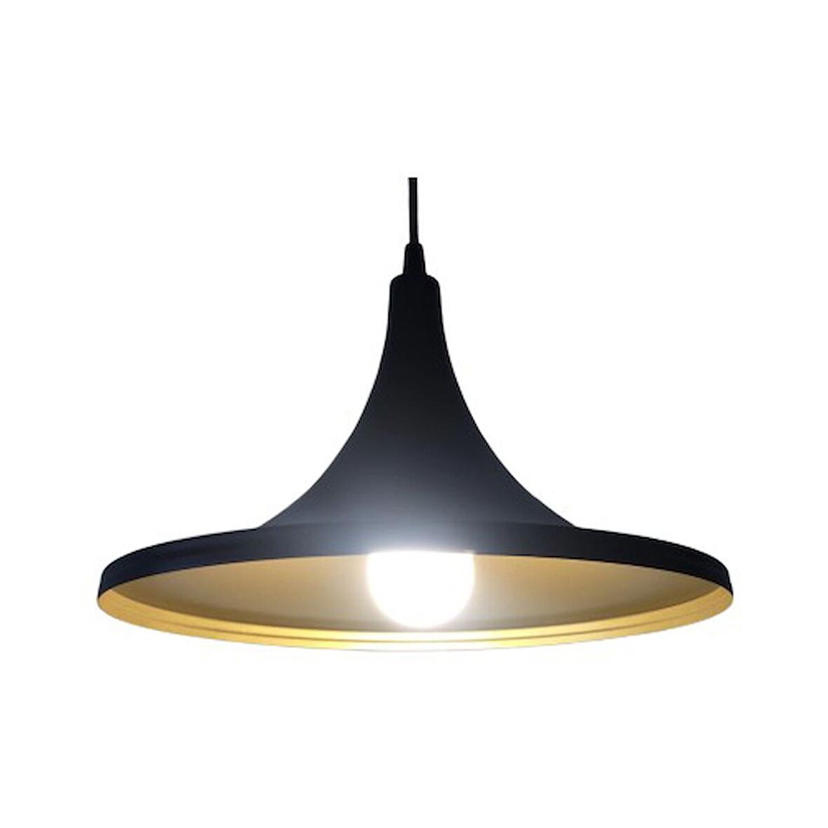 Mylight Retro Metal Sarkıt Avize Siyah Içi Sarı 35 cm