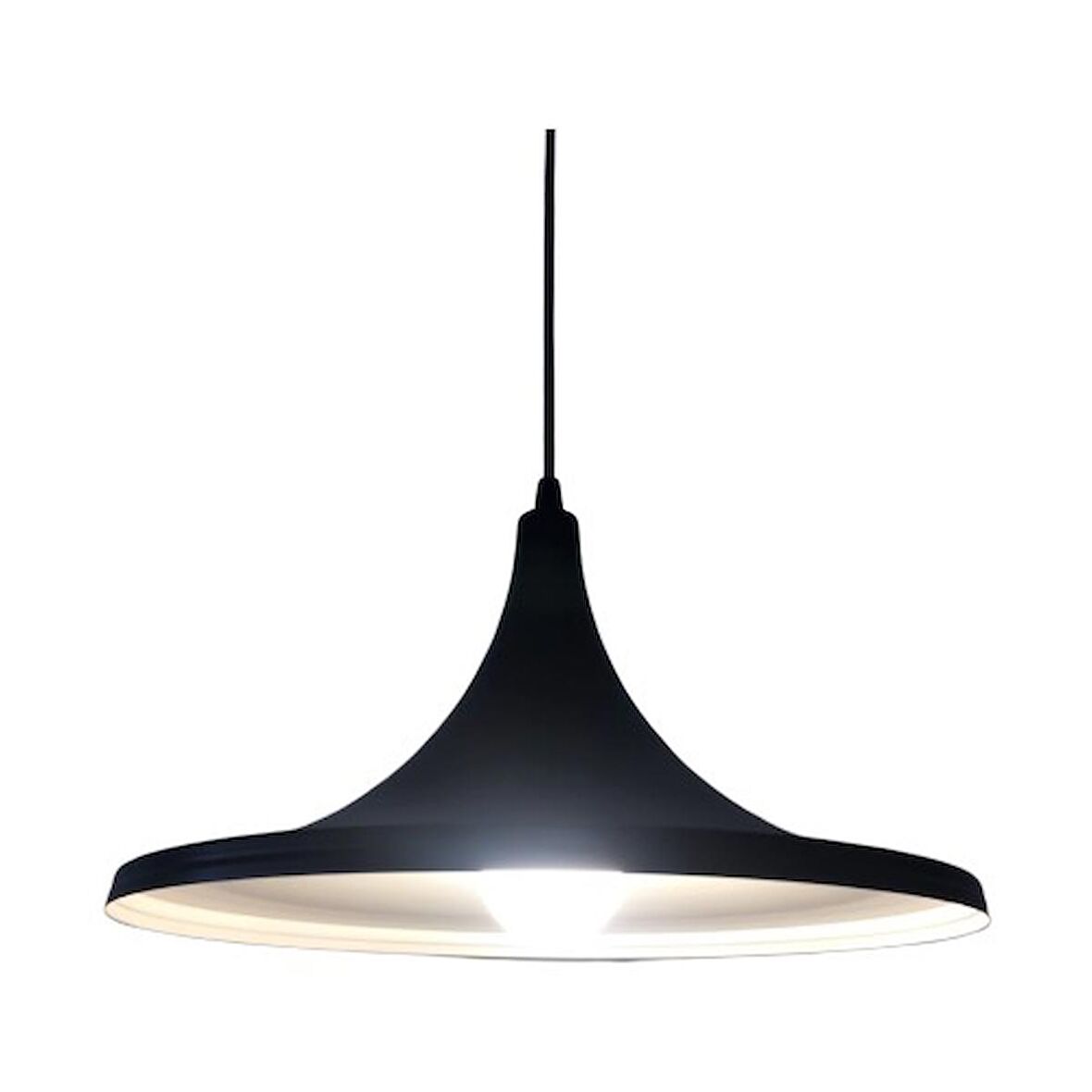 Mylight Retro Mat Siyah Içi Beyaz Sarkıt Avize 35 cm