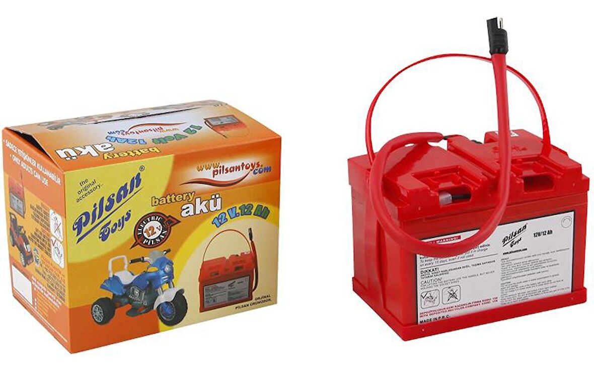 Pilsan 12 V 12 Ah Akü Yeni Tip Uzun kablo siyah soketli