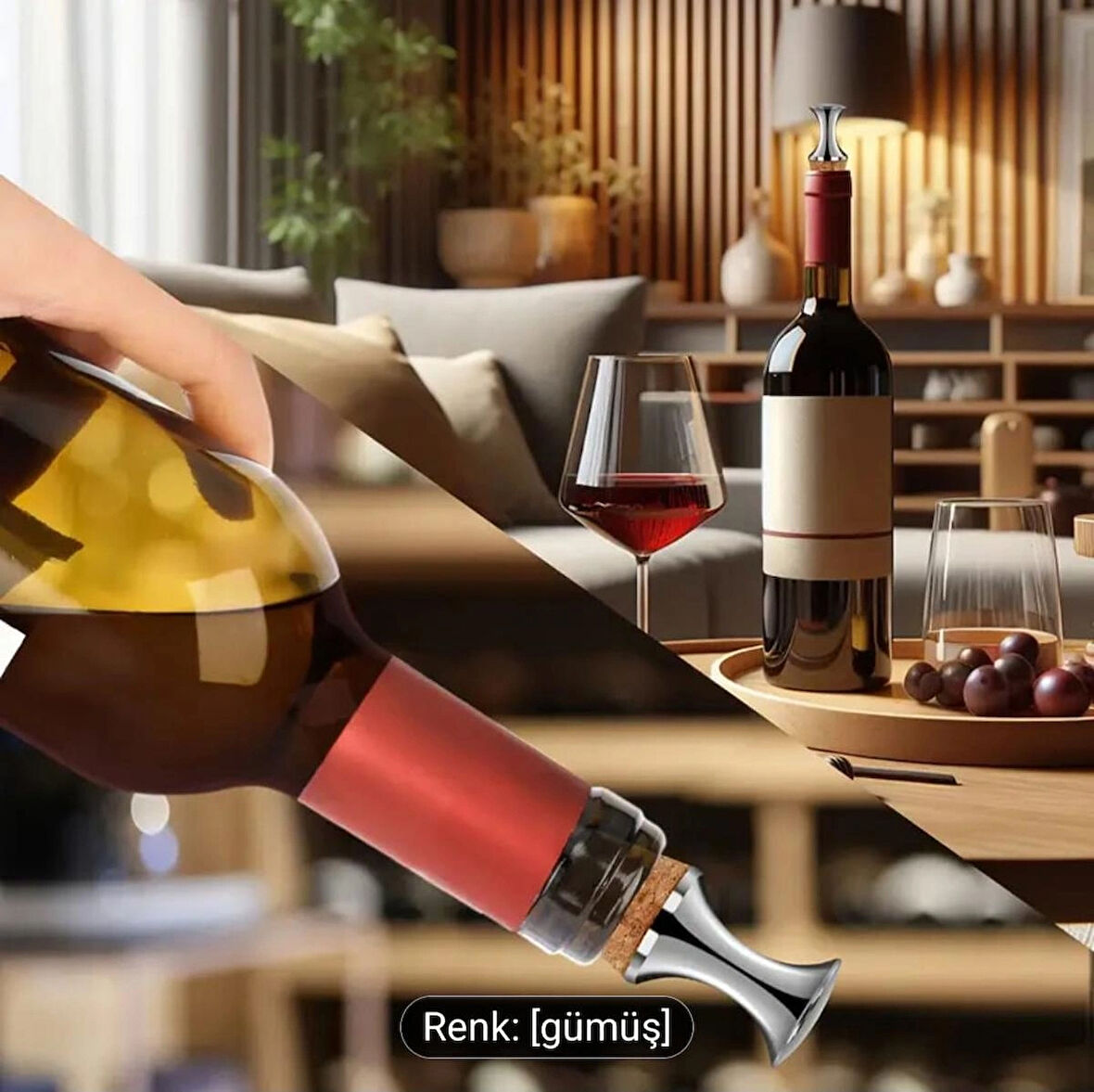 Paslanmaz Çelik Şarap ve Şampanya Tıpası 1 Adet