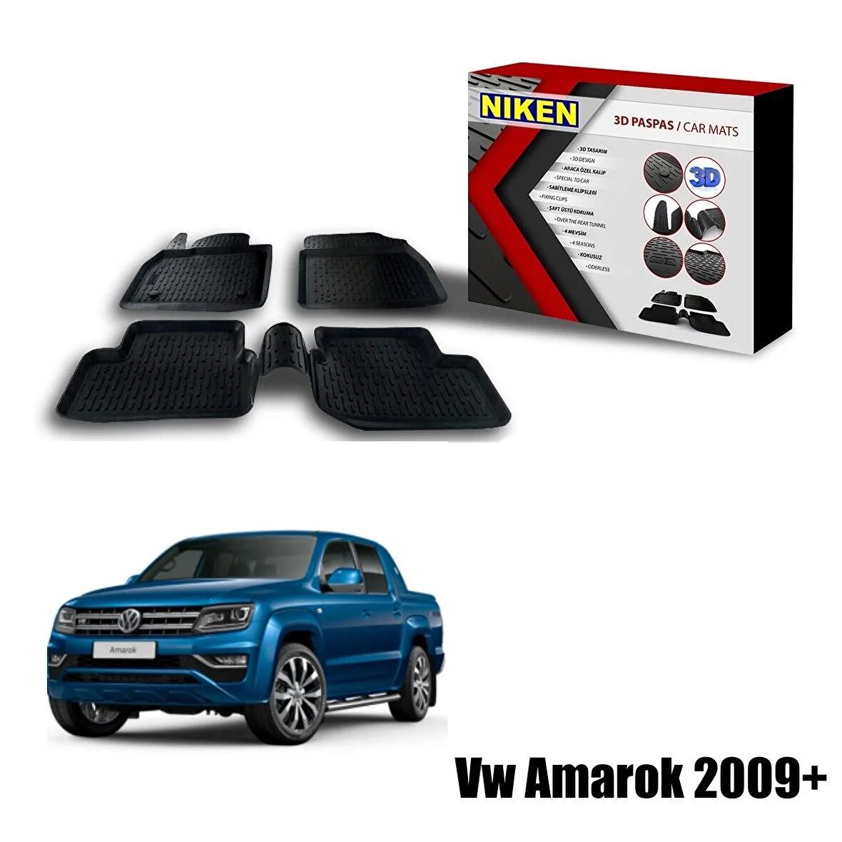 Vw Amarok Havuzlu 3D Paspas Niken Siyah 2009+ Sonrası