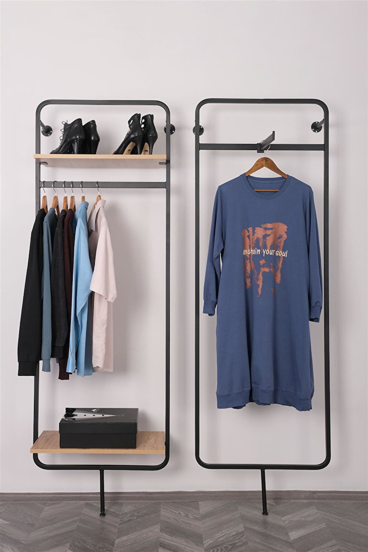 Mağaza Dekorasyon 2'li Raf Sistemi Siyah