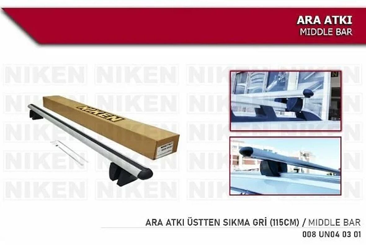 Araç üstü ara barı bagaj taşıyıcı-gri(üstten sıkıştırmalı ) alüminyum 115 cm uzunluk