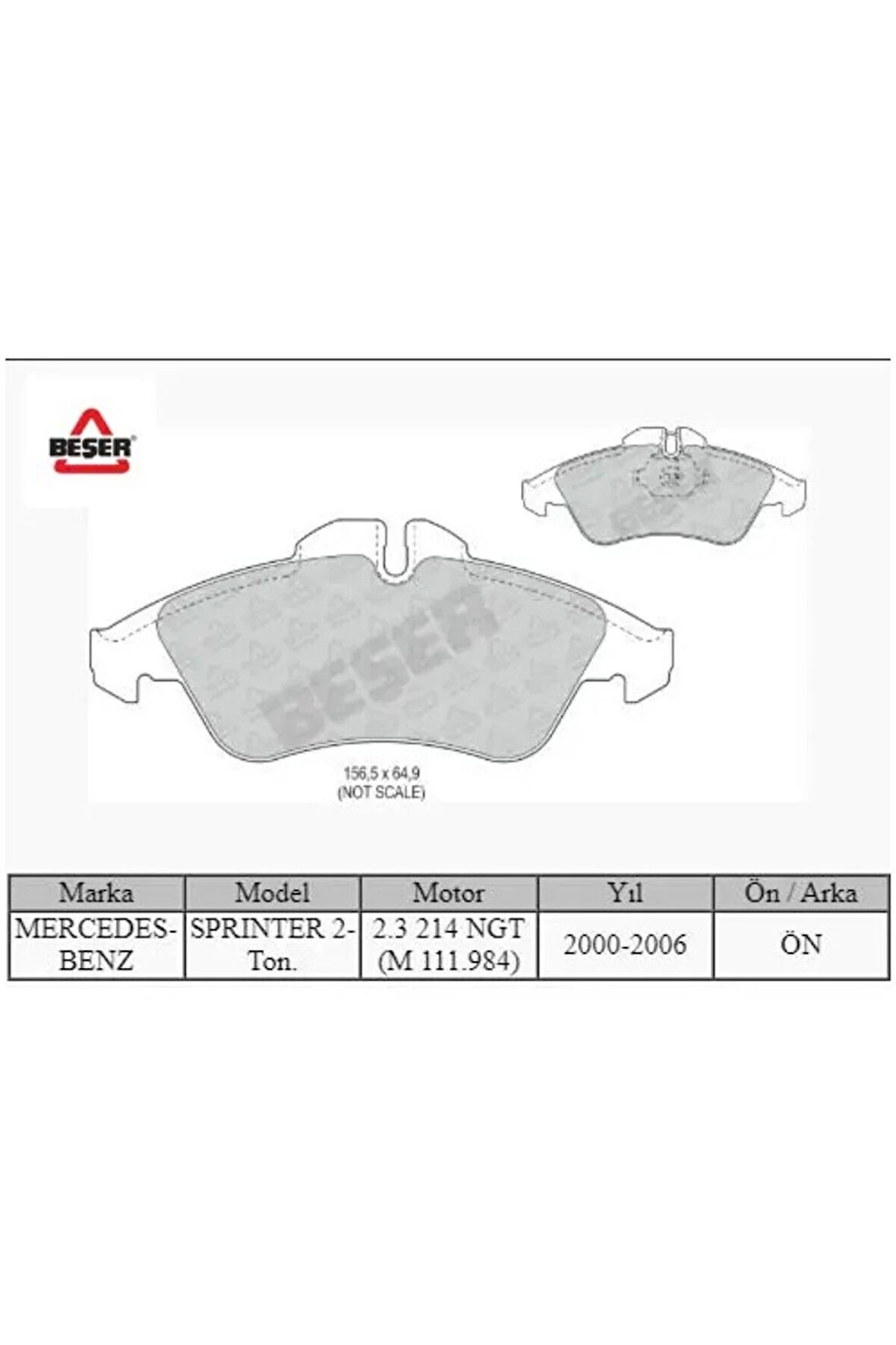 Ön Fren Balatasi VITO-LT35-SPRINTER 316 Cdi 95-06