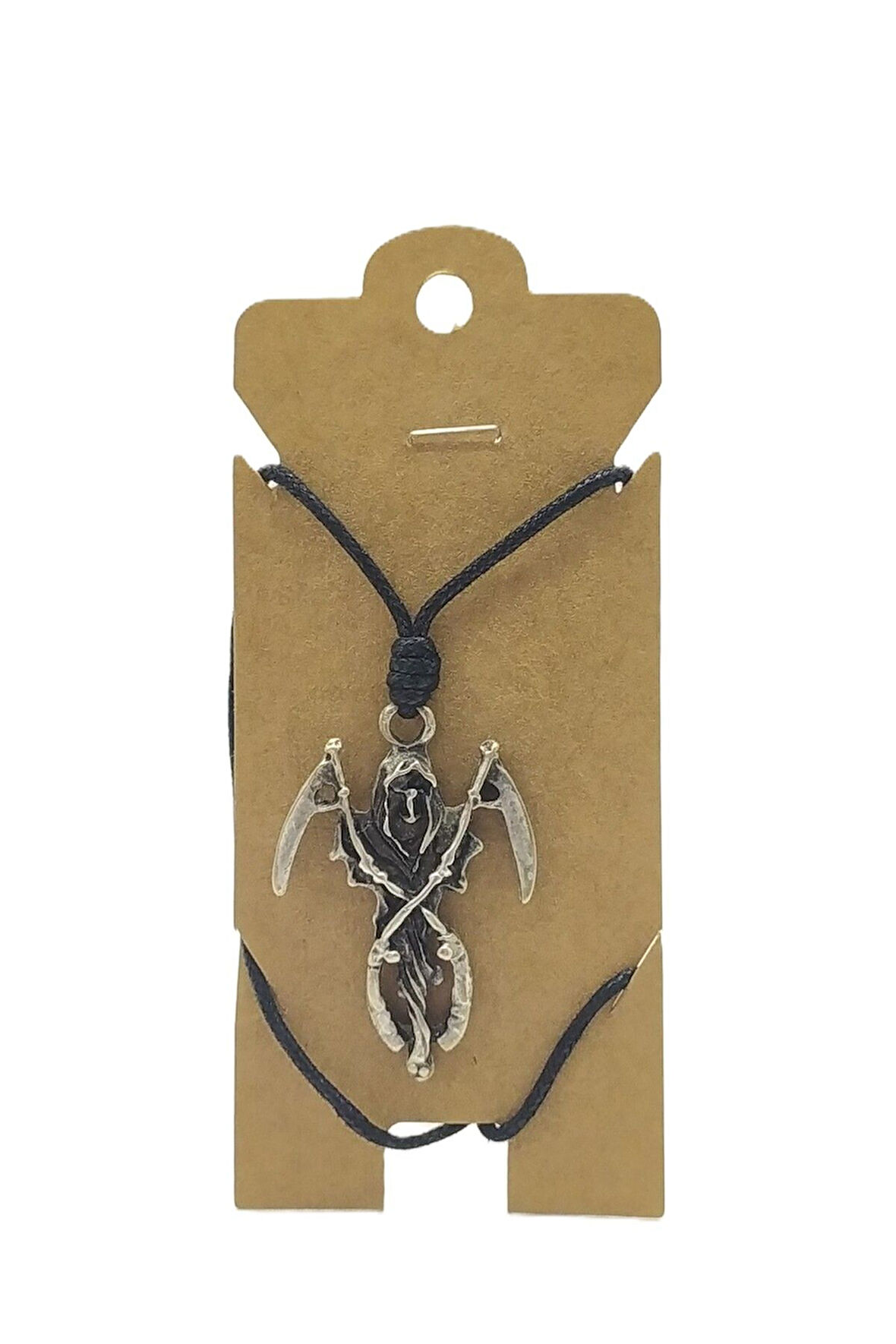 UNİSEX KOTON İP ASKILI VE GÜMÜŞ ANTİK KAPLAMALI TRİBAL KOLYE