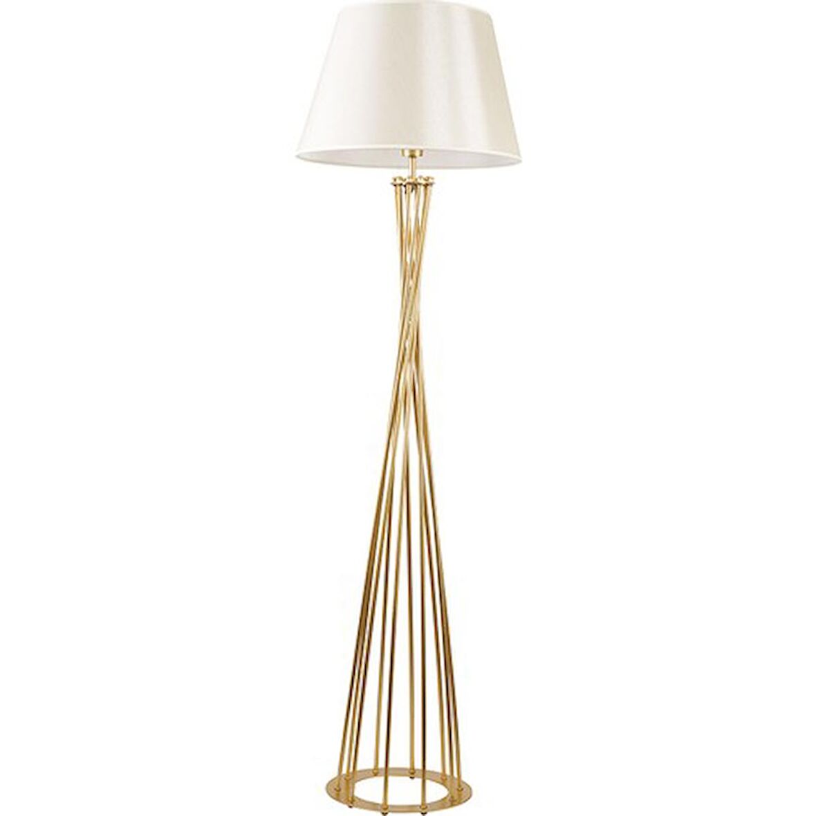 Mylights Retro Lambader Köşe Lambası Mat Gold Krem Başlık 45CM Başlık