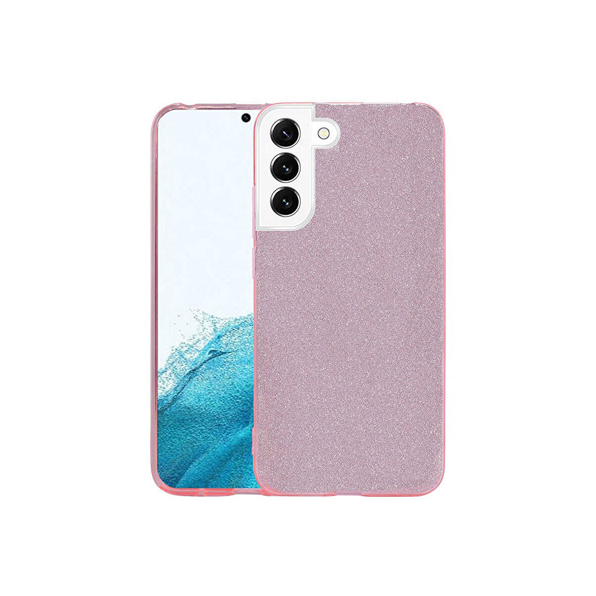 Teleplus Samsung Galaxy S22 Kılıf Shining Simli Silikon Arka Kapak Pembe
