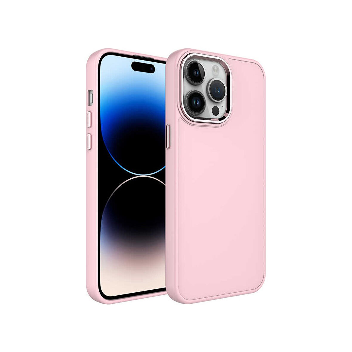 Teleplus Apple iPhone 13 Pro Kılıf Luna Buton Tuşlu Soft Silikon Pembe