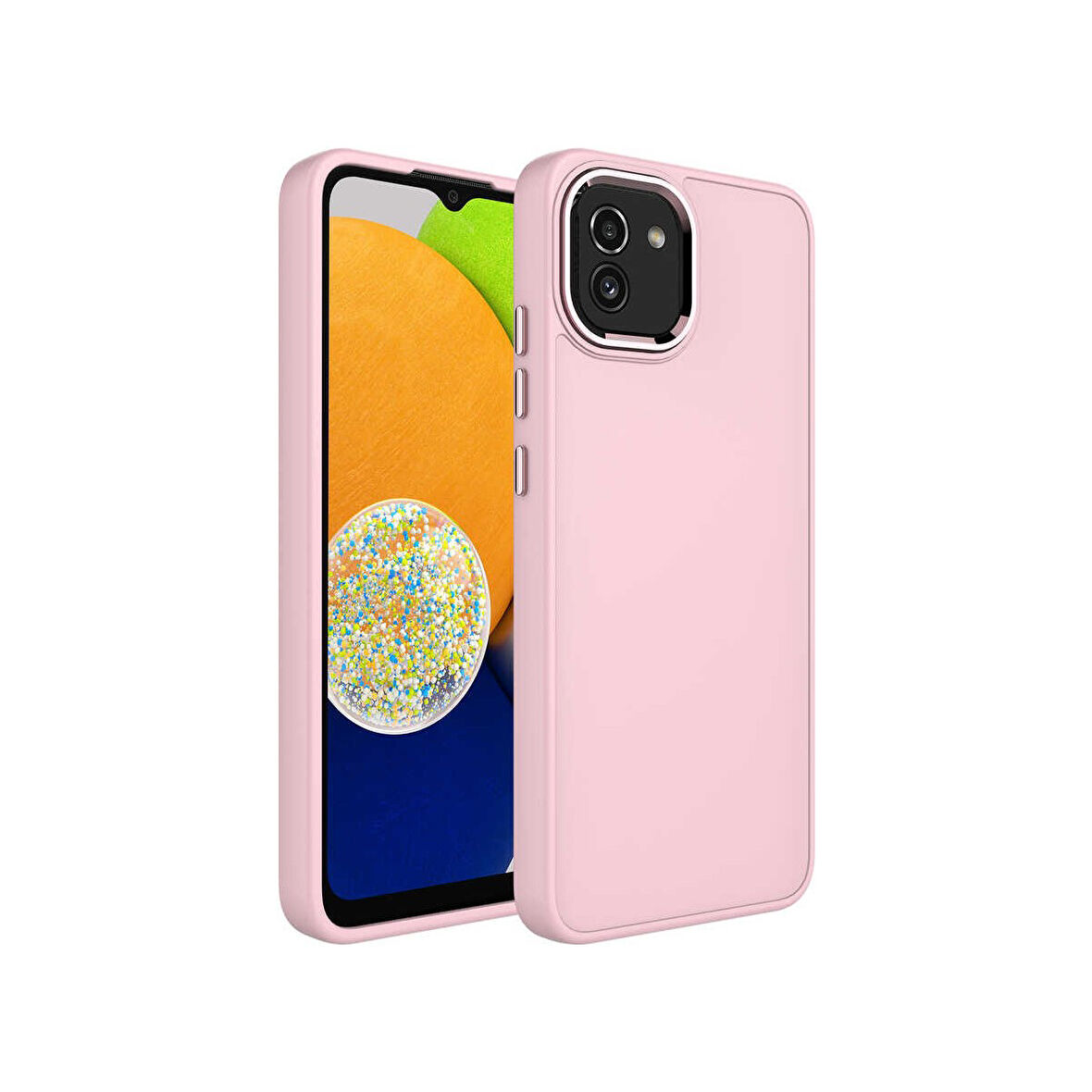 Teleplus Samsung Galaxy A03 Kılıf Luna Buton Tuşlu Soft Silikon Pembe