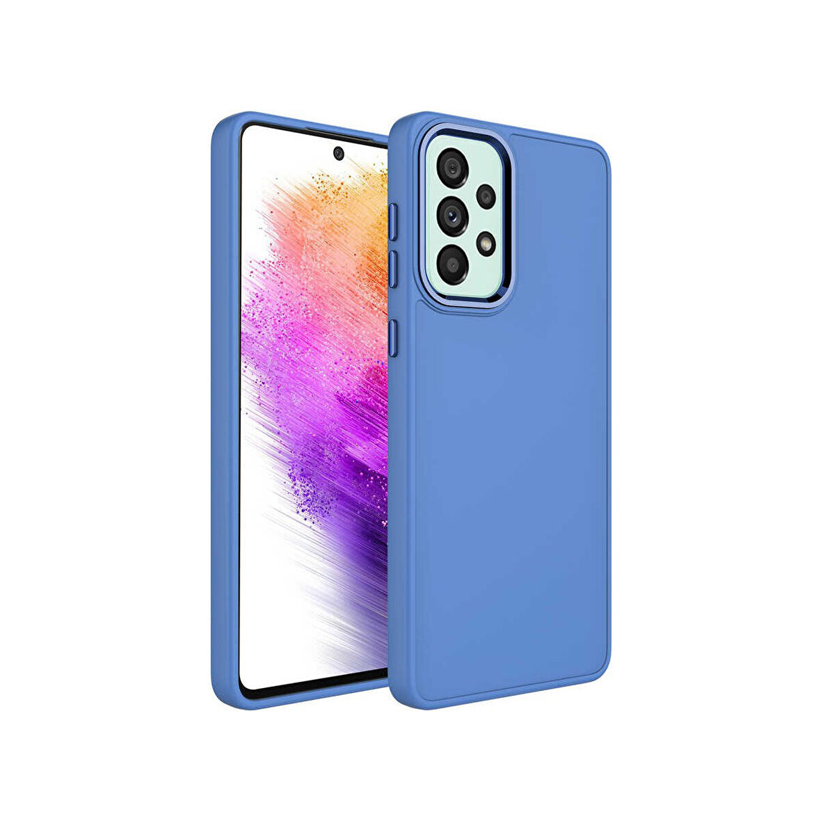 Teleplus Samsung Galaxy A33 5g Kılıf Luna Buton Tuşlu Soft Silikon Lavanta Grisi