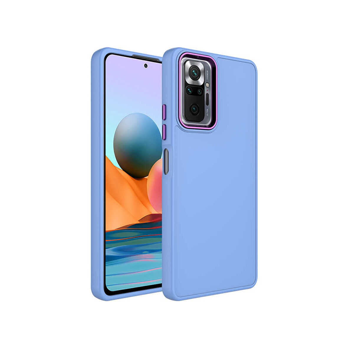 Teleplus Xiaomi Redmi Note 10 Pro Kılıf Luna Buton Tuşlu Soft Silikon Lila