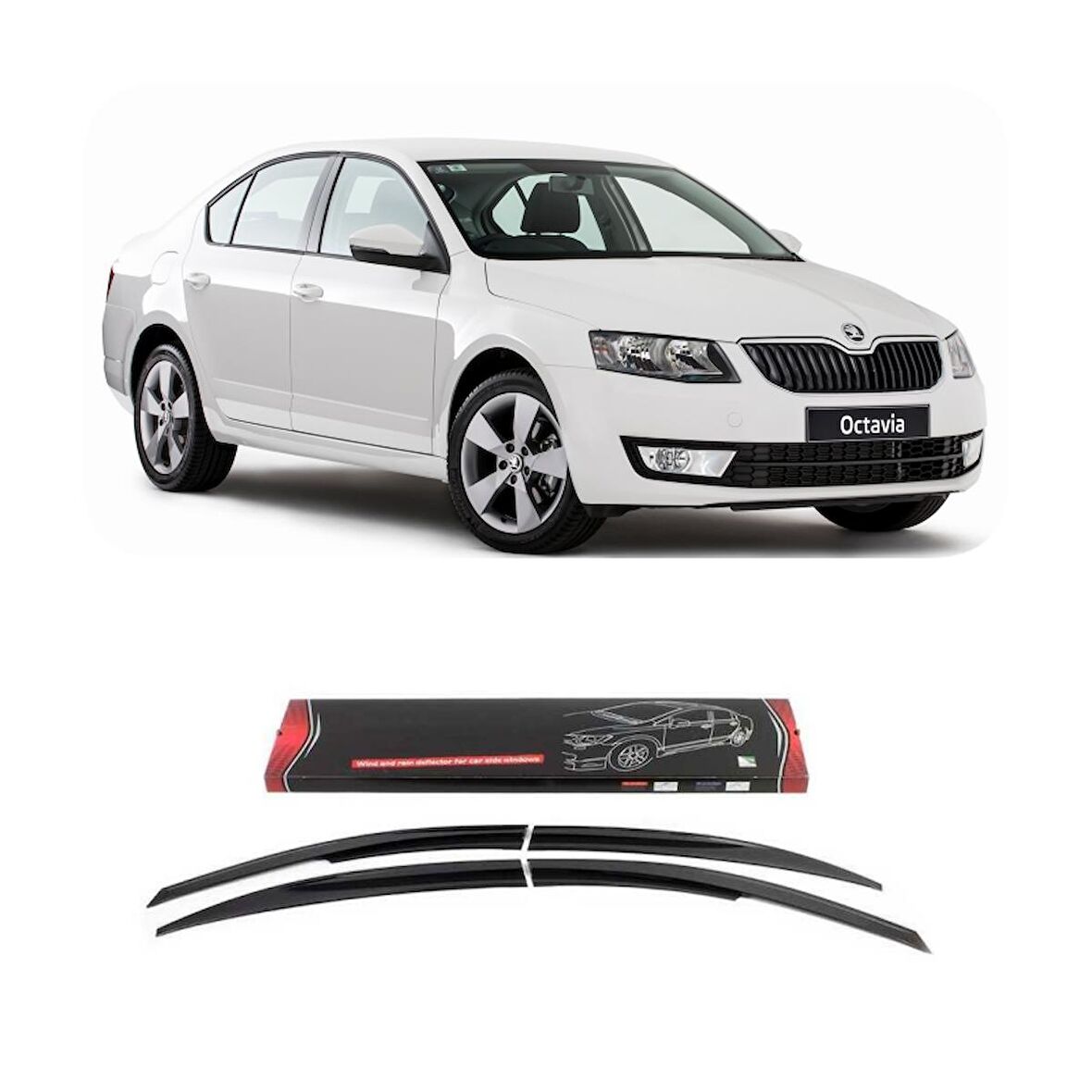 Skoda Octavia Mugen Cam Rüzgarlığı 2013-2020 arası 4'lü Sunplex