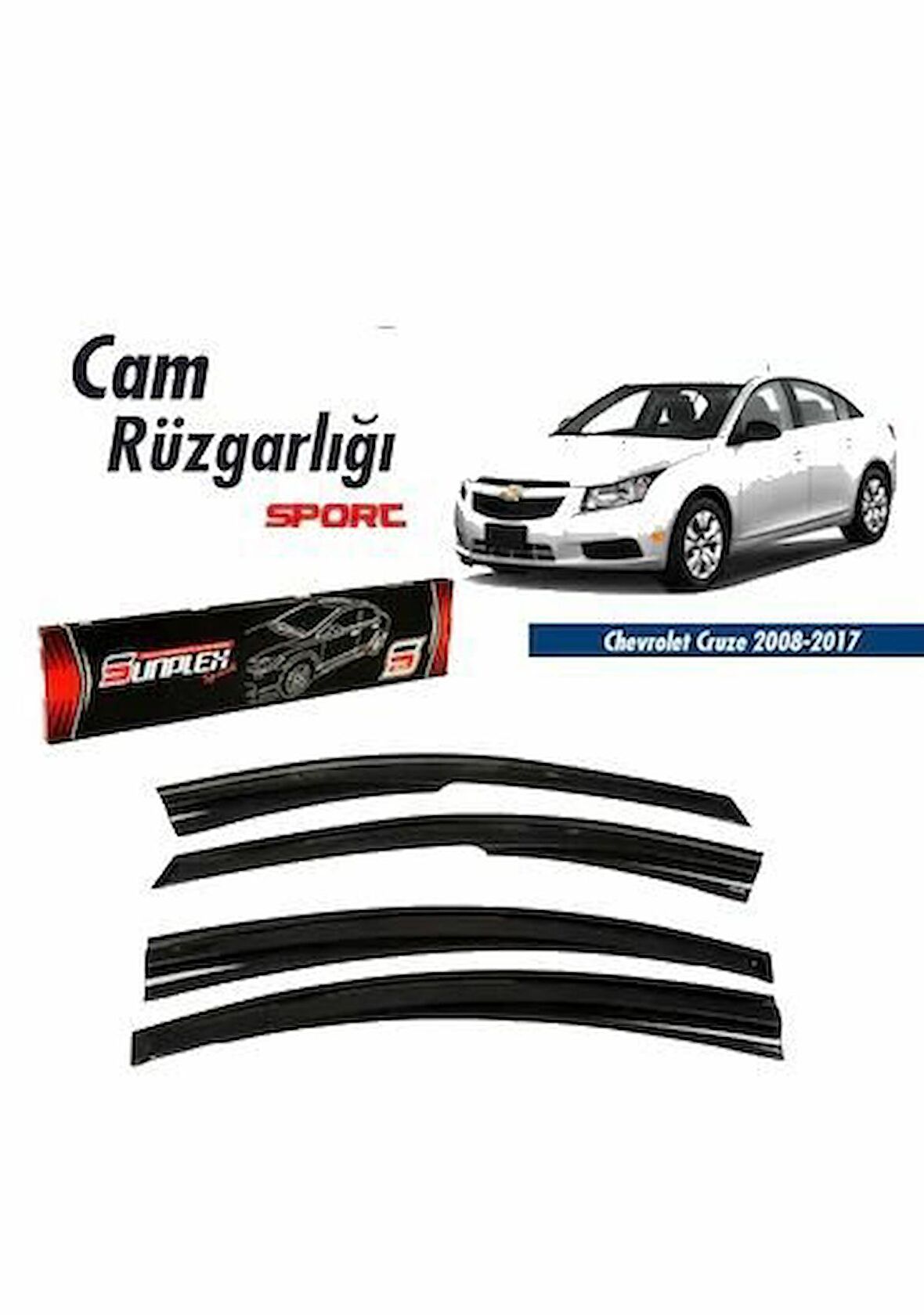 Chevrolet Cruze Mugen Cam Rüzgarlığı 2008-2017 arası 4'lü Sunplex