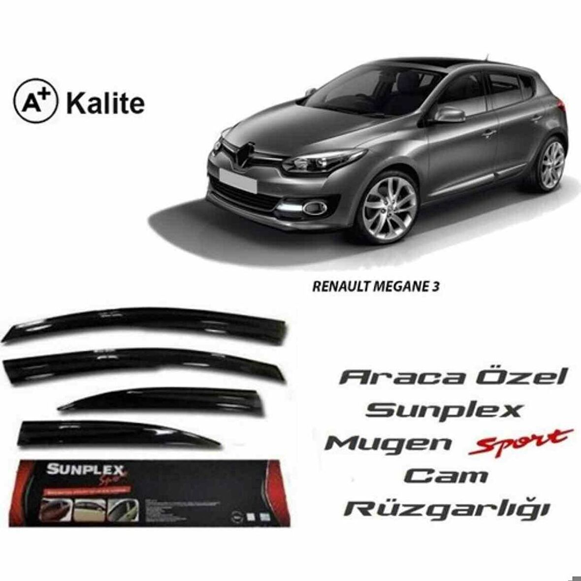 Renault Megane 3 Mugen Cam Rüzgarlığı 2009-2016 arası 4'lü Sunplex