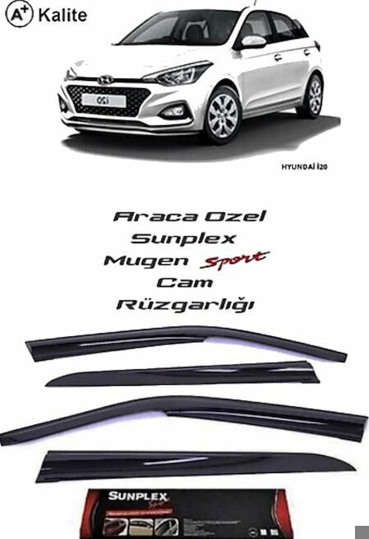 Hyundai i20 Mugen Cam Rüzgarlığı 2015 sonrası 4'lü Sunplex