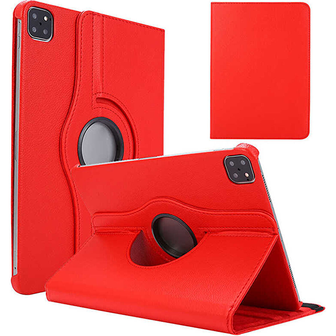 Teleplus iPad Air 10.9 2022 5.nesil Kılıf Kapaklı Standlı 360 Dönerli Standlı Kapak Dn2 Kırmızı