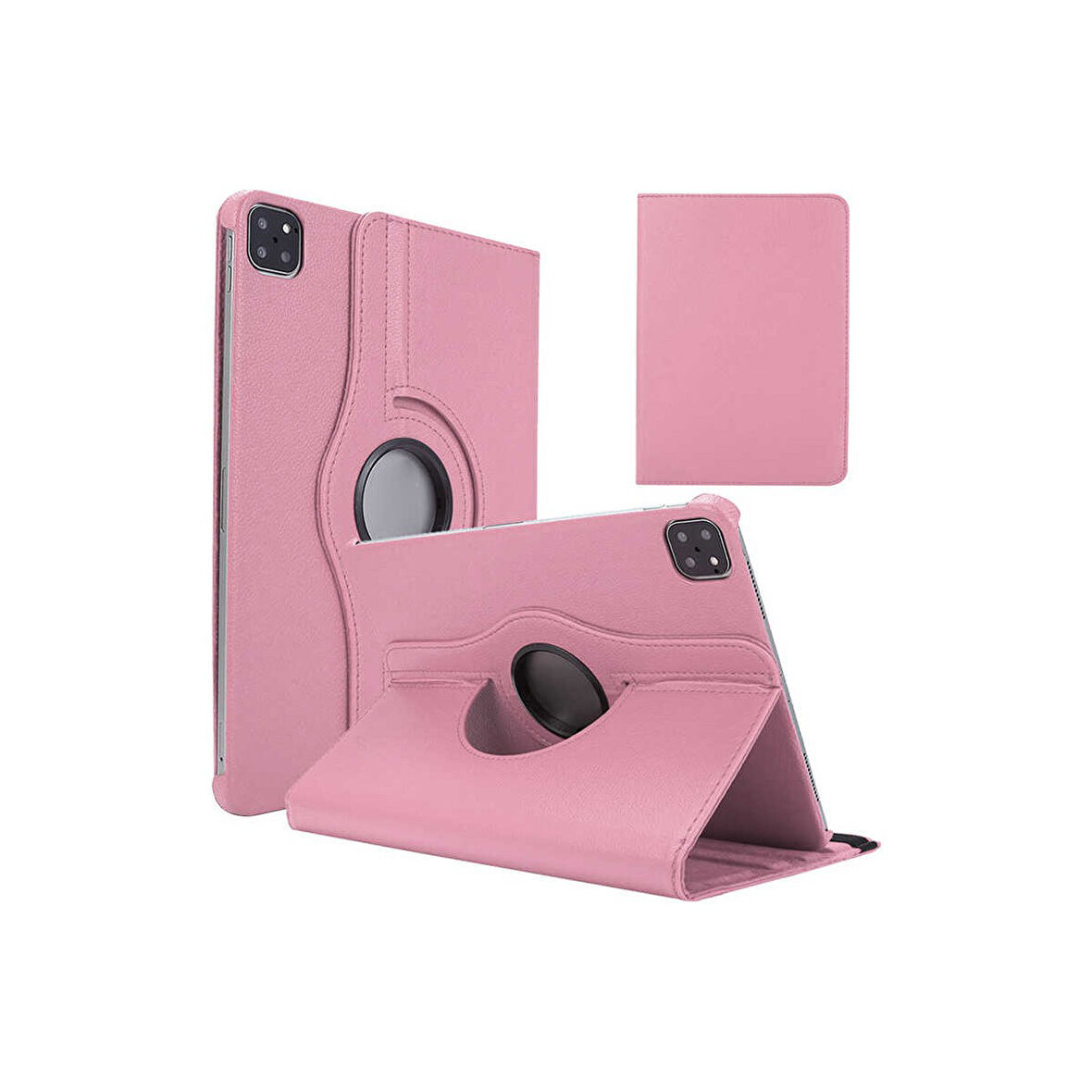 Teleplus iPad Air 10.9 2022 5.nesil Kılıf Kapaklı Standlı 360 Dönerli Standlı Kapak Dn2 Pembe