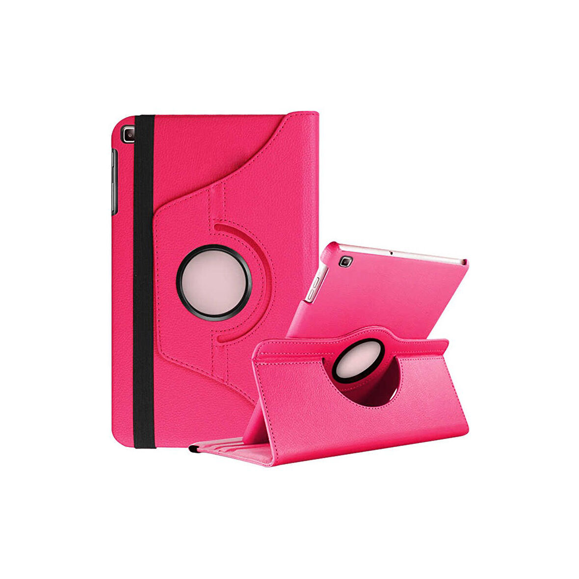 Teleplus Samsung Galaxy Tab A 10.1 2019 T510 Kılıf Kapaklı Standlı 360 Dönerli Standlı Kapak Dn2 Pembe