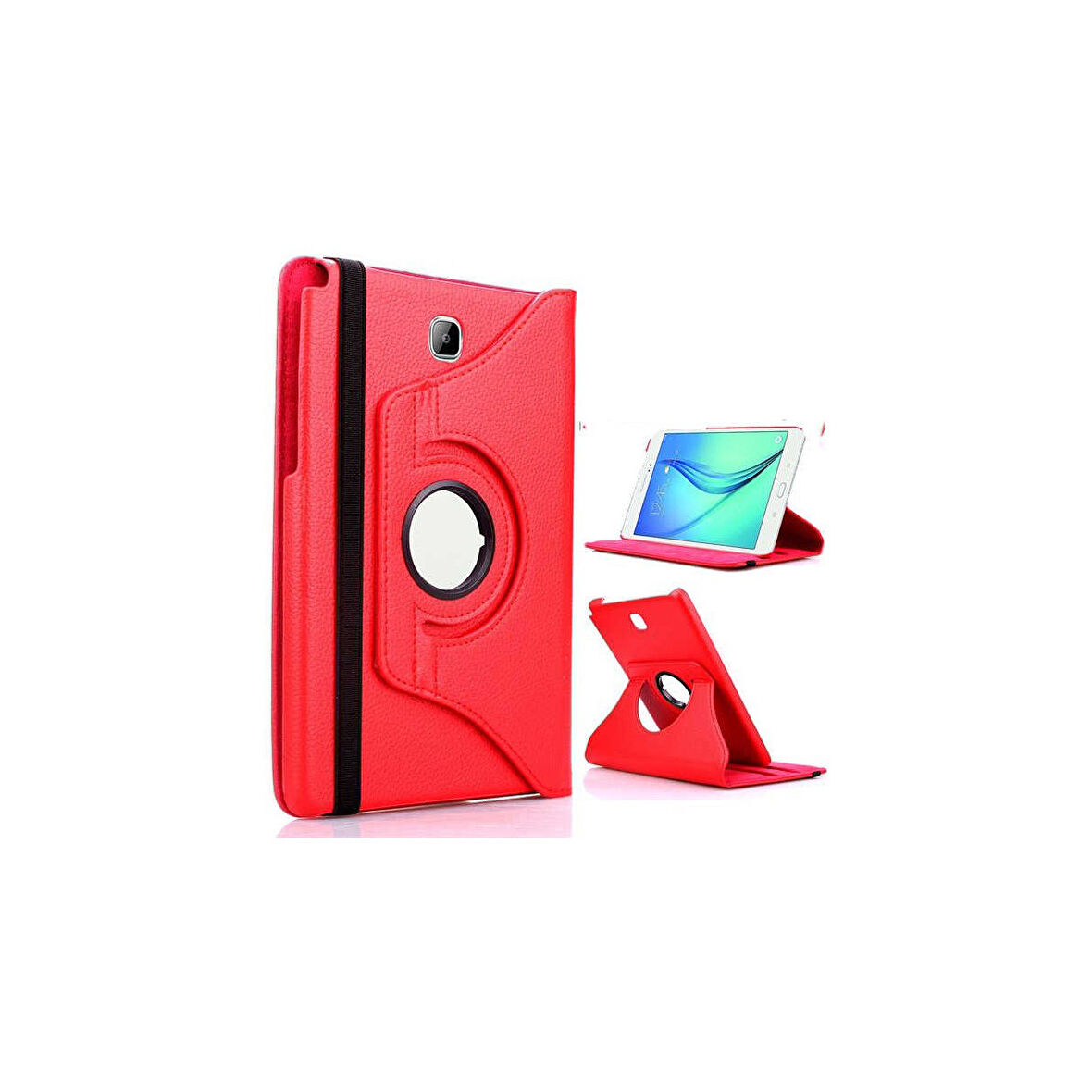 Teleplus Samsung Galaxy Tab A 10.1 2016 P580 Kılıf Kapaklı Standlı 360 Dönerli Standlı Kapak Dn2 Kırmızı
