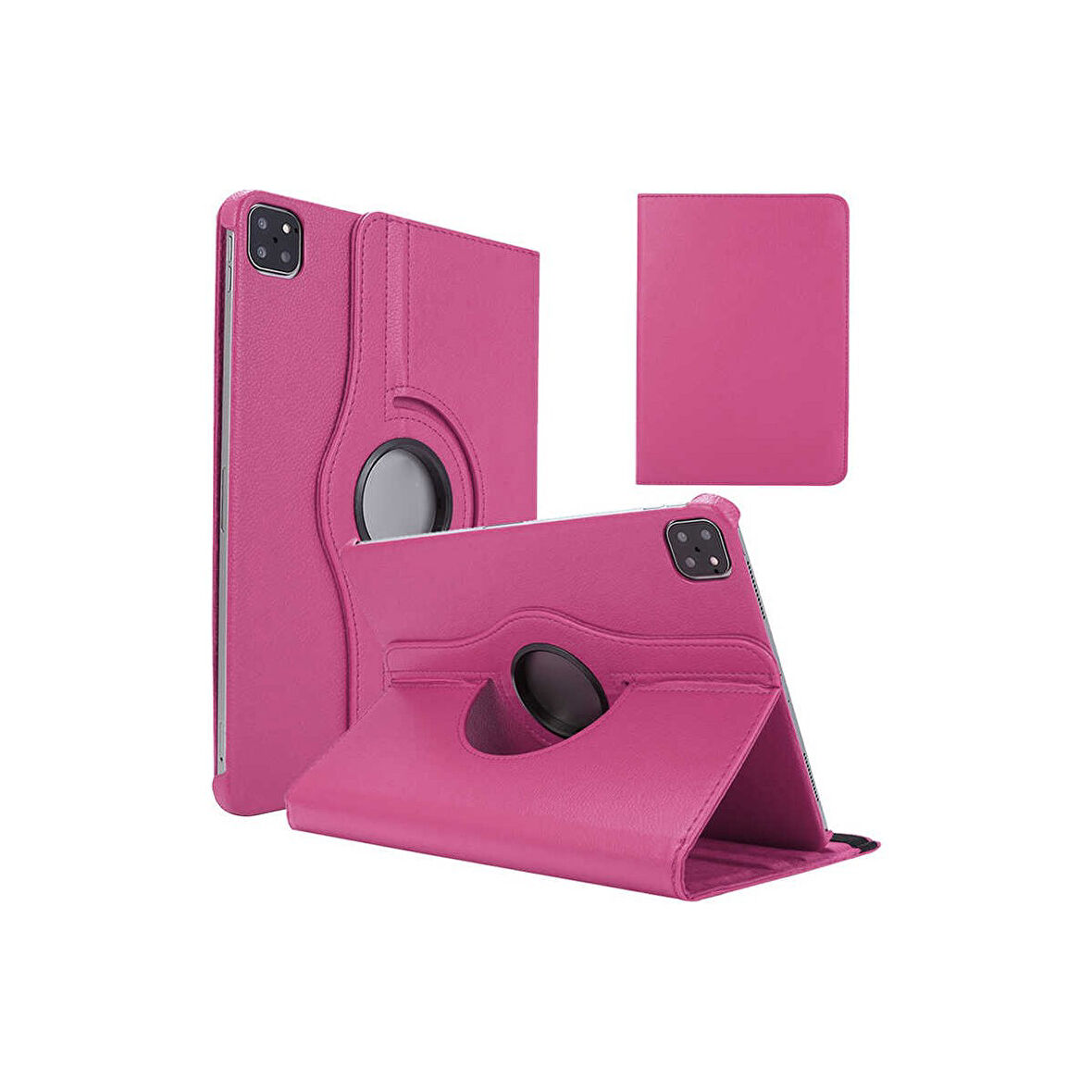 Teleplus iPad Pro 12.9 2022 M2 Kılıf Kapaklı Standlı 360 Dönerli Standlı Kapak Dn3 Pembe