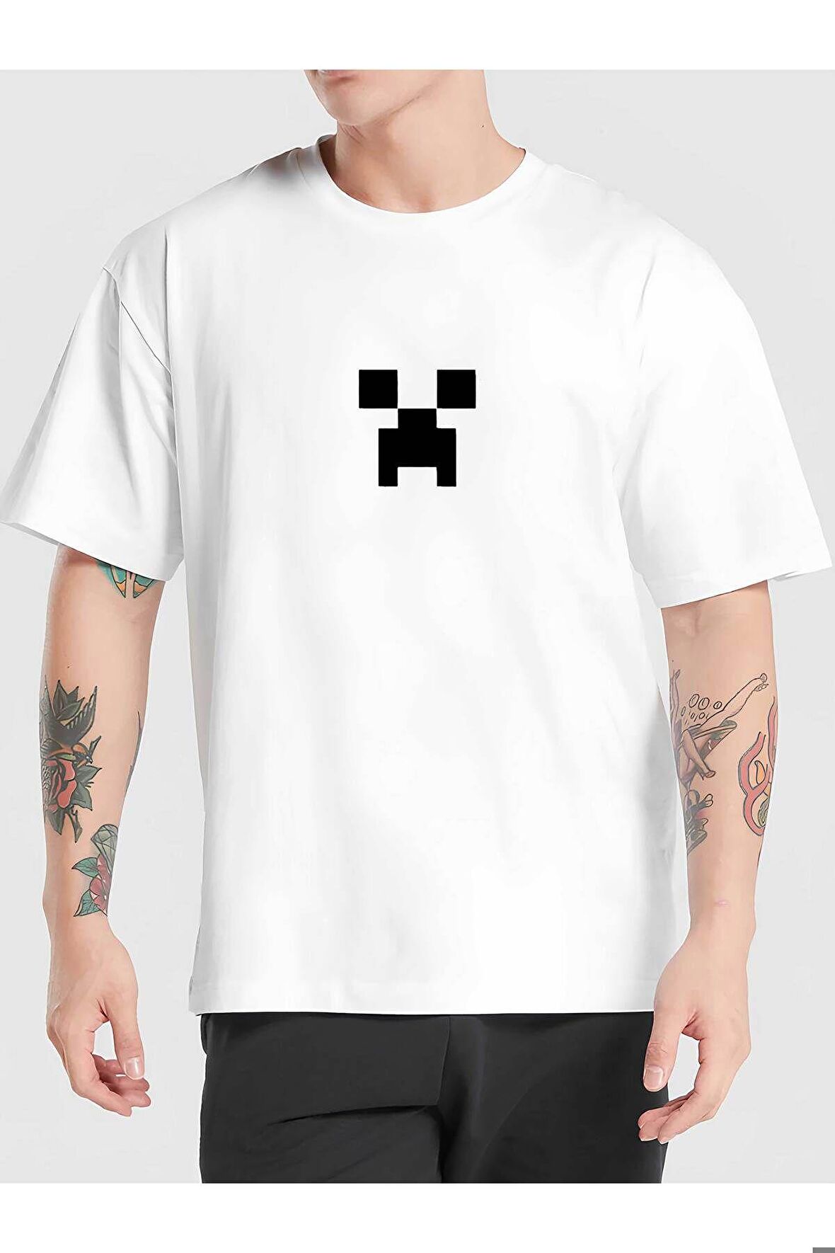 Minecraft Tasarım Baskılı Oversize Unisex Tişört T-shirt