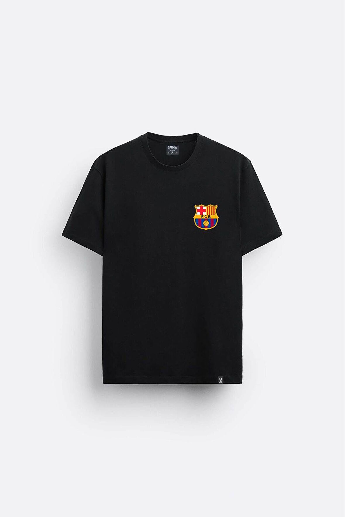 FC Barcelona Özel Tasarım Göğüs Baskılı Siyah Tişört T-shirt