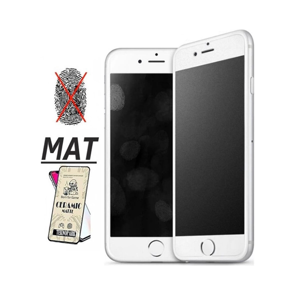 Iphone 8 Plus Mat Ekran Seramik Tam Kaplayan Kırılmaz Cam Nano Ekran Koruyucu Beyaz