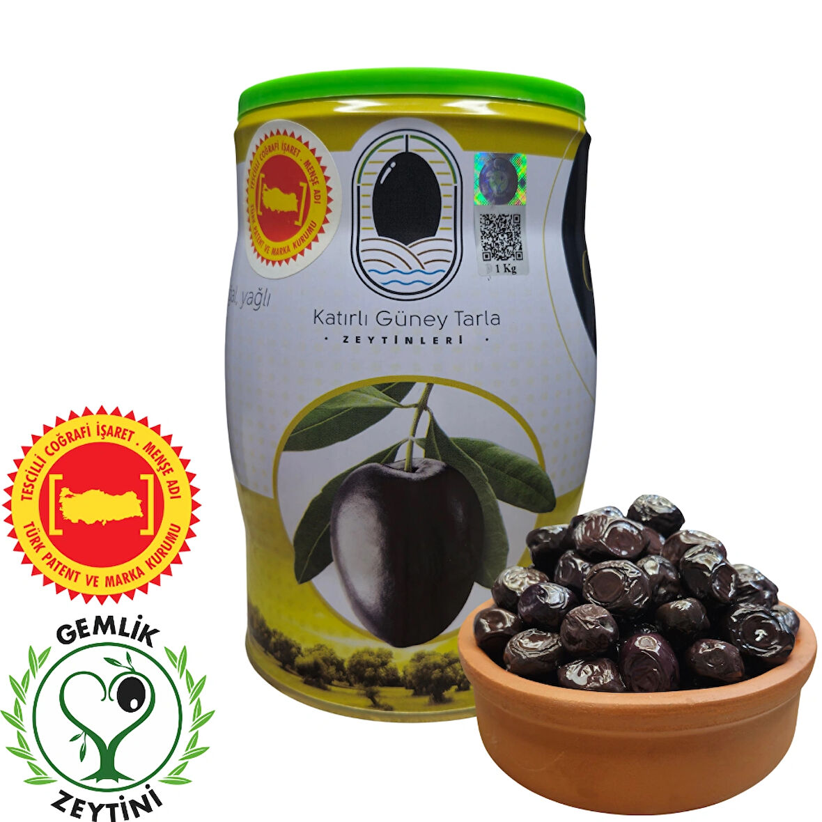 Katırlı Köyü Gemlik Coğrafi İşaretli L Boy Yöresel Katkısız Siyah Zeytin 1 KG