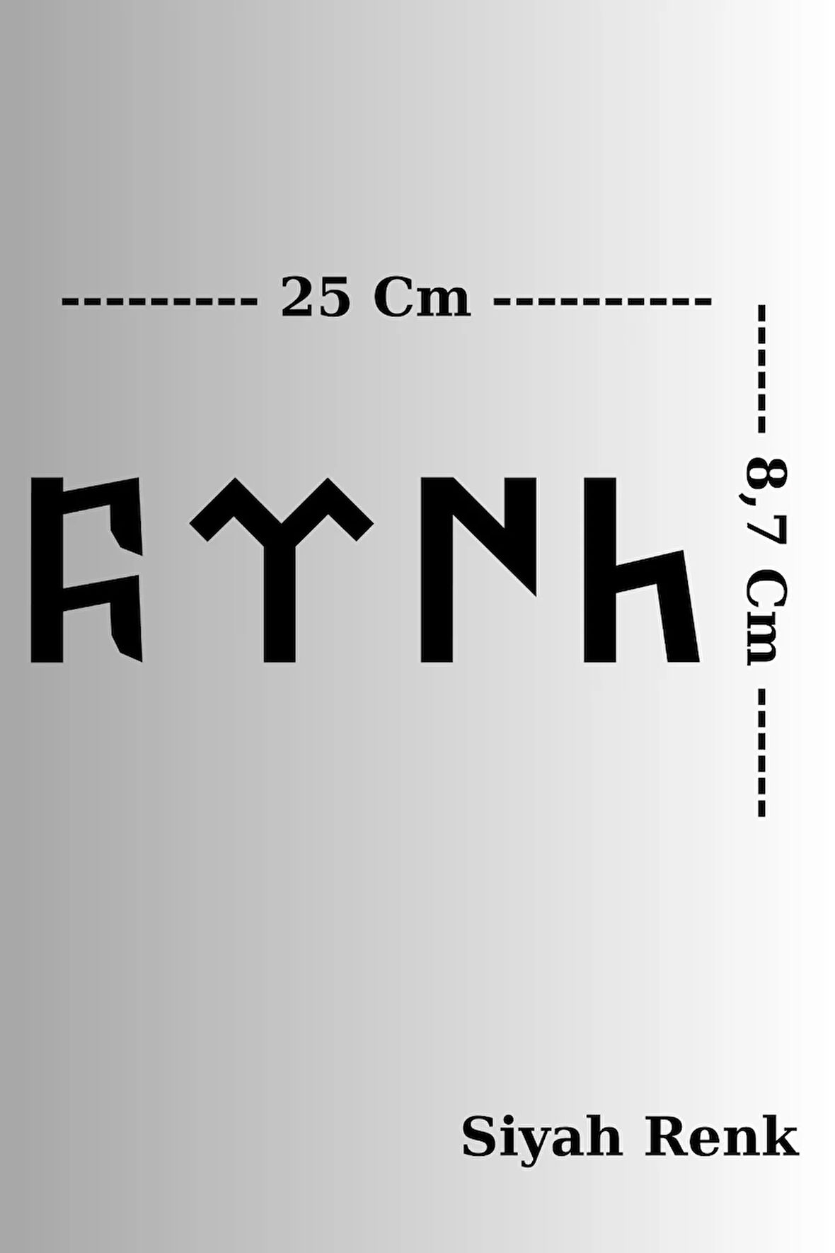 Göktürkçe "Türk" Yazılı Araç Sticker 25 cm Siyah