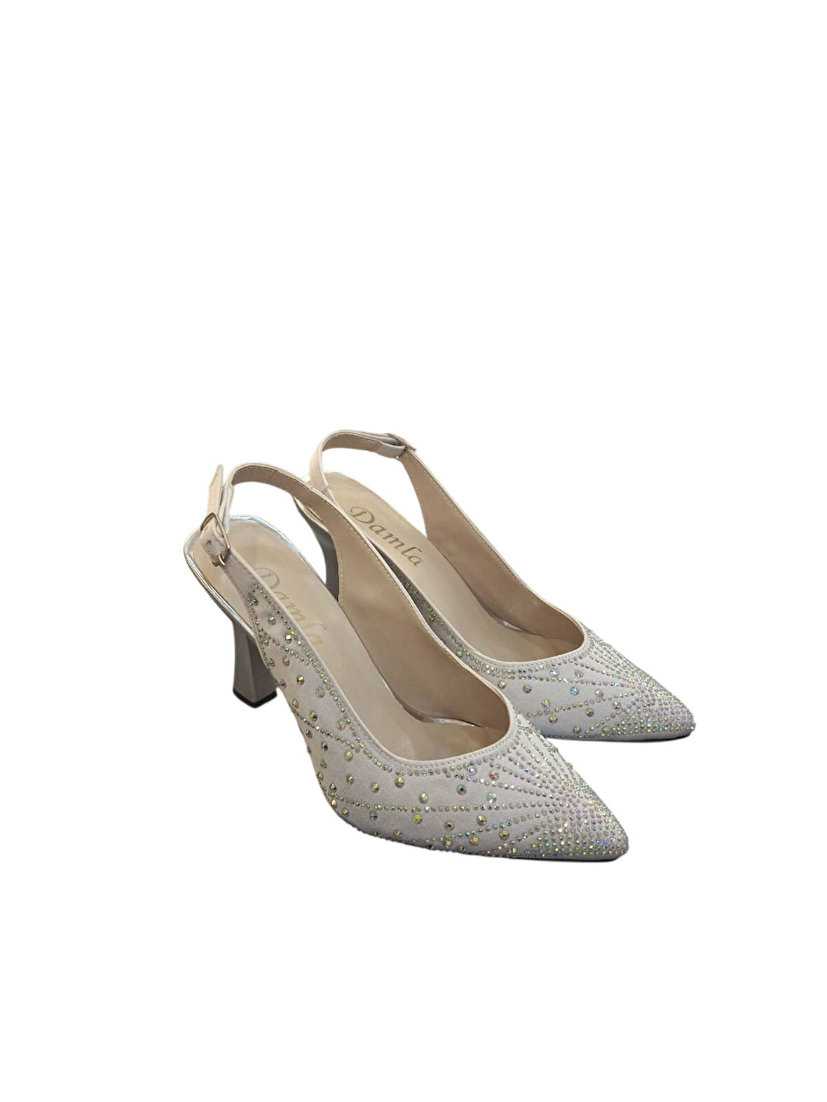 Solmaz Damla Çapraz Bağlı Taşlı Topuklu Ayakkabı