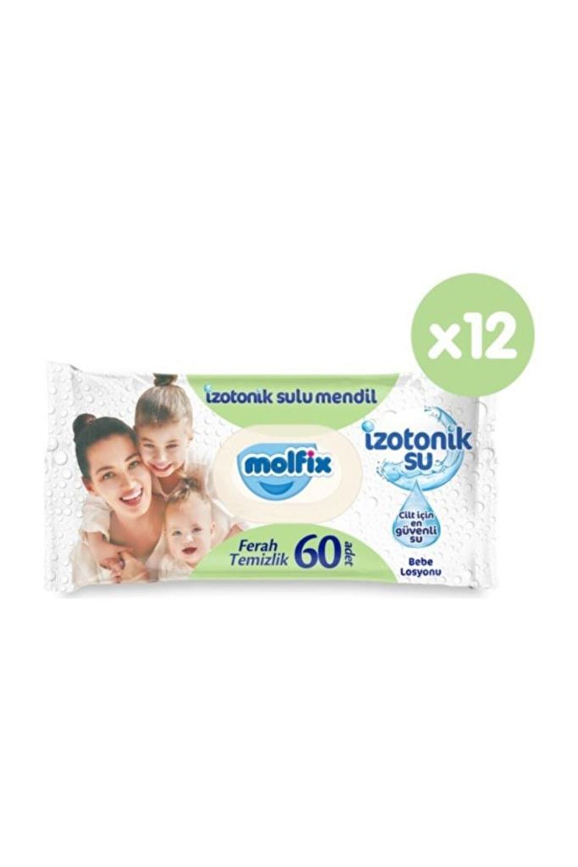 Molfix Alkolsüz 12 x 60 Yaprak 12 Paket Islak Mendil