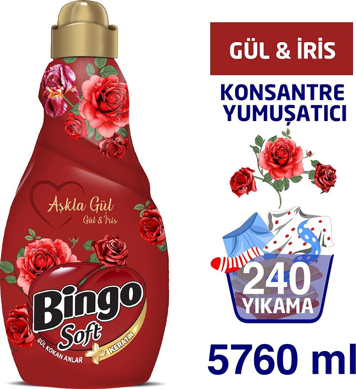 Bingo Konsantre Yumuşatıcı 1440 ml Aşkla Gül 4'lü Ekonomi Paketi