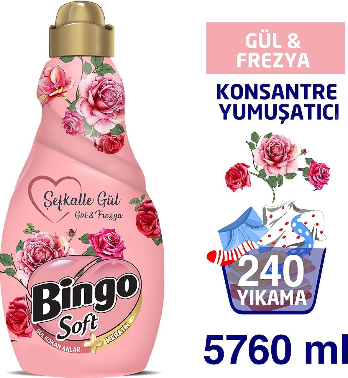 Bingo Konsantre Yumuşatıcı 1440 ml Şefkatle Gül 4'lü Ekonomi Paketi