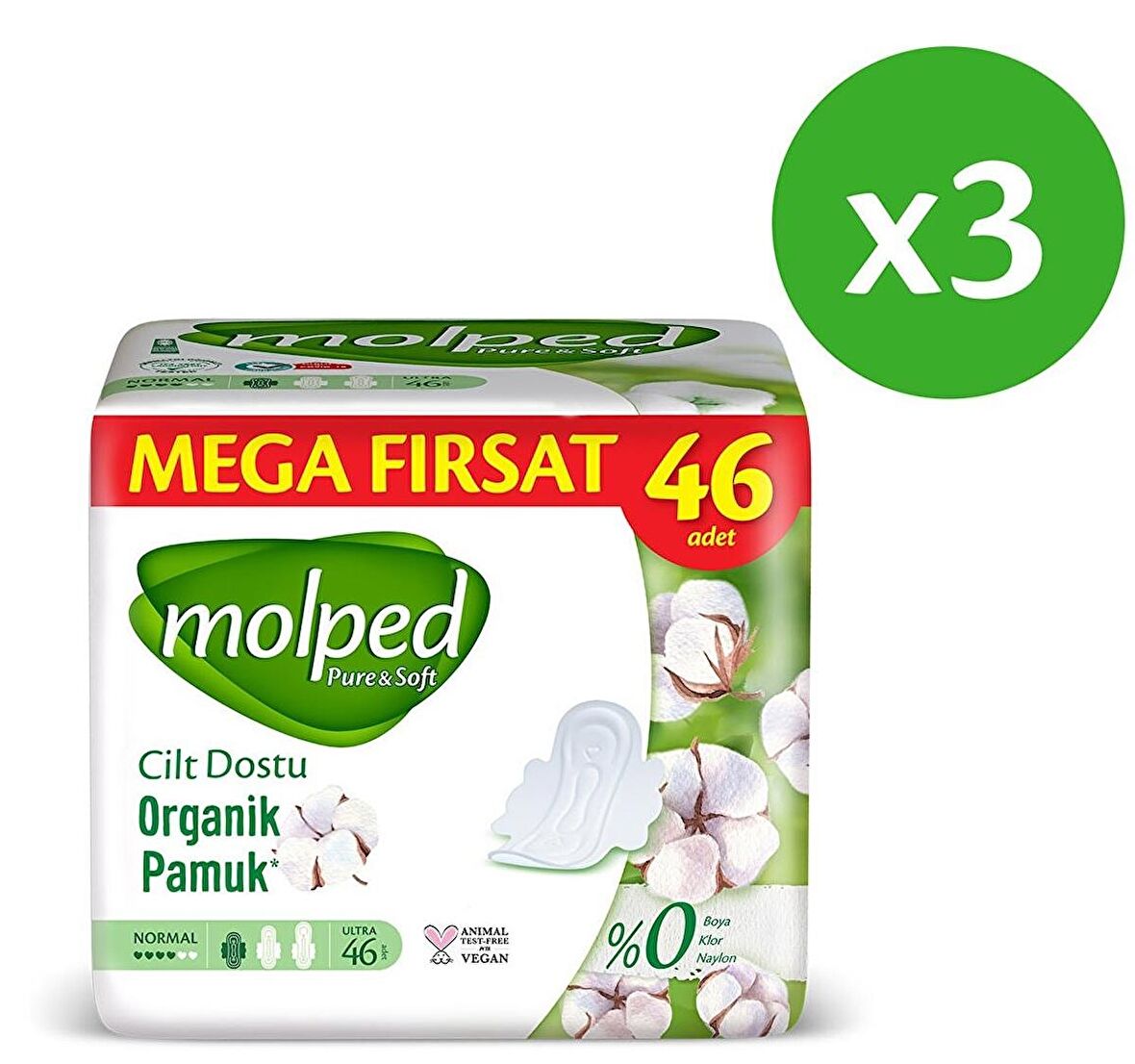 Molped Normal Hijyenik Ped 3x46 Adet