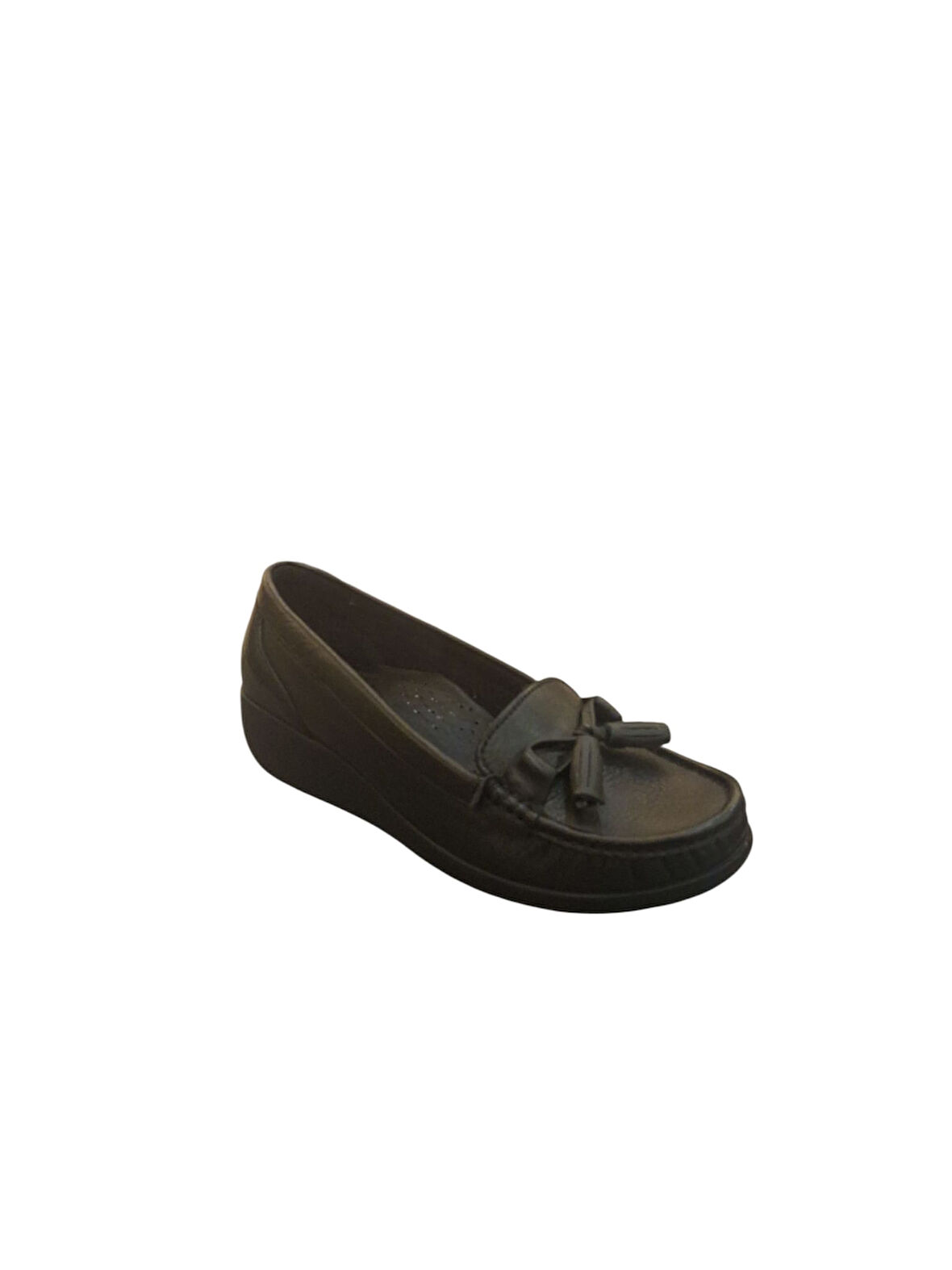 Esem Püsküllü Rok Siyah Hakiki Deri Kadın Ayakkabı