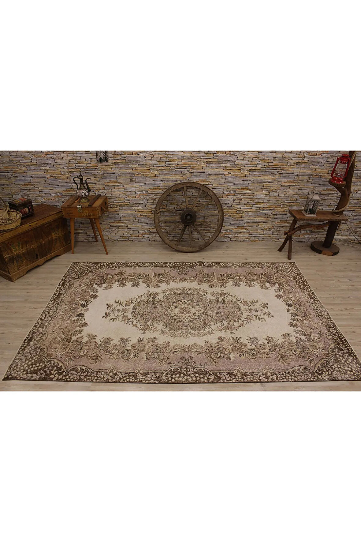 El Dokuması Özel Kahverengi Vintage Halı 169x266 2369