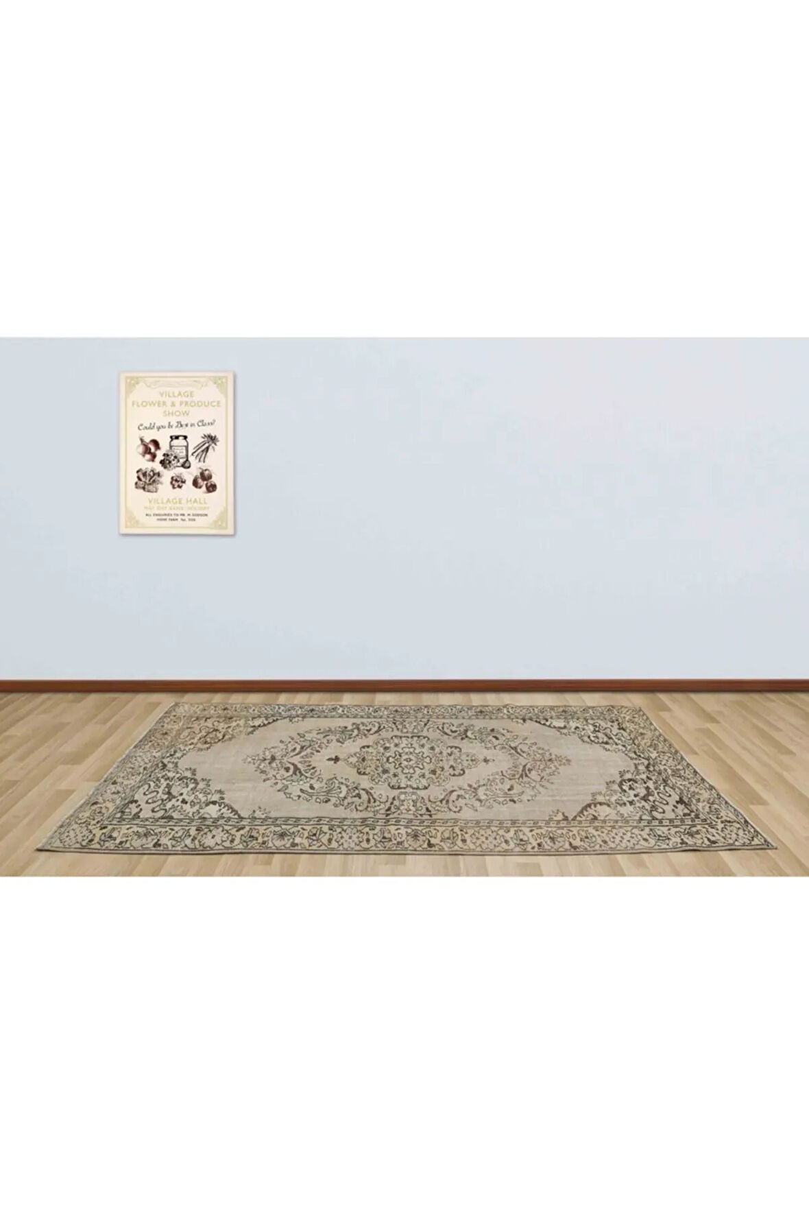 Özel Vintage Eskitme El Dokuma Göbekli Halı 154 X 287