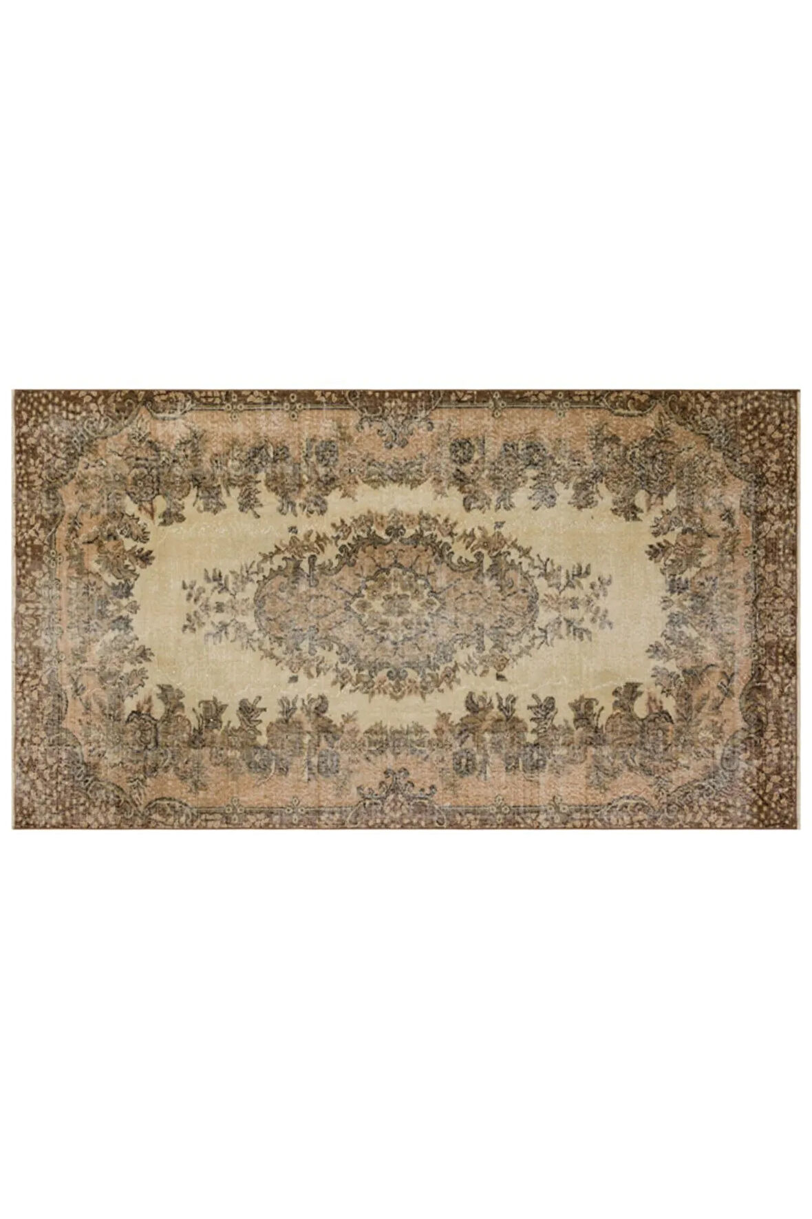 Özel Vintage Eskitme El Dokuma Göbekli Halı 165 X 280