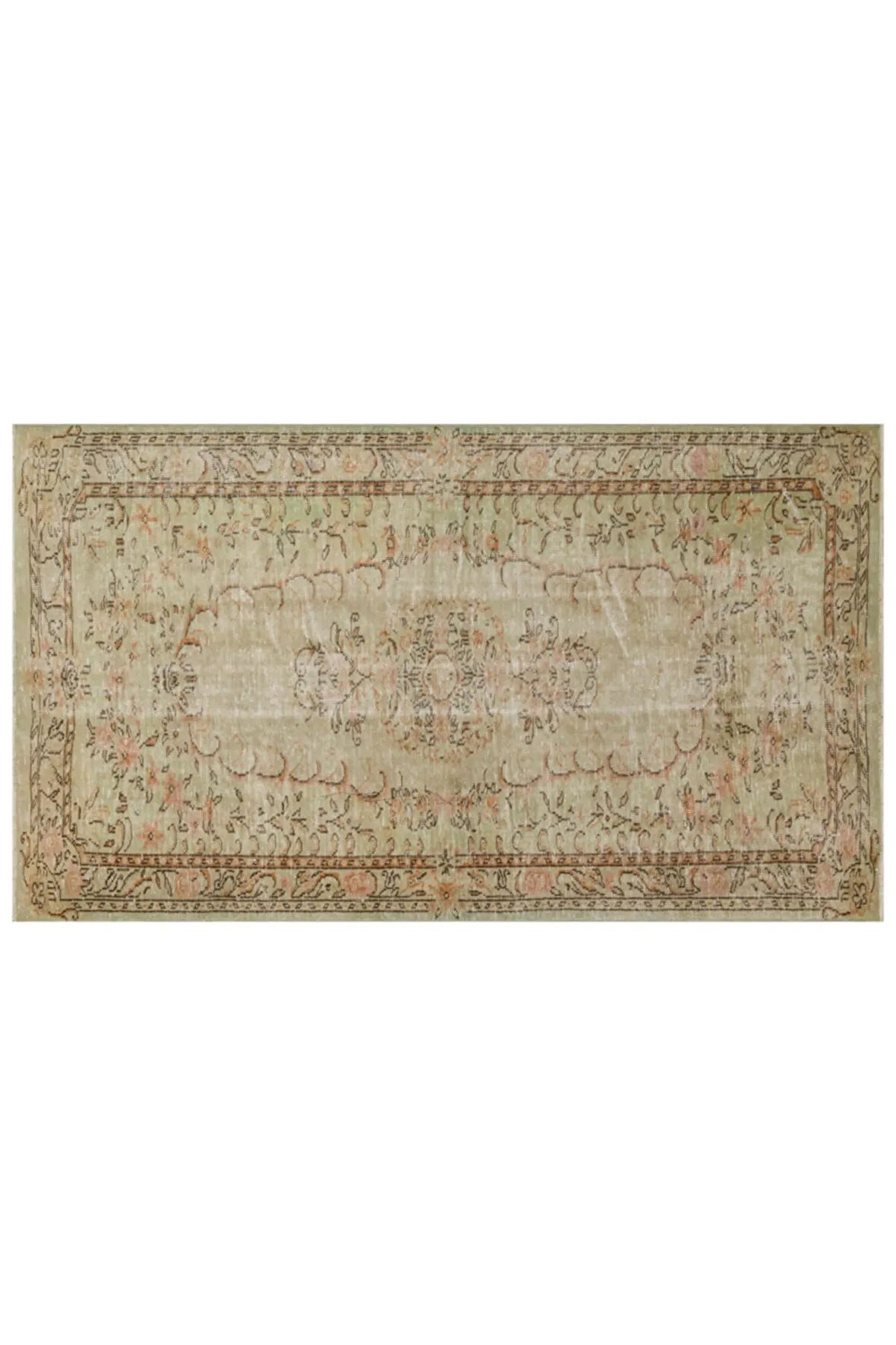 Krem Desenli Eskitme Halı