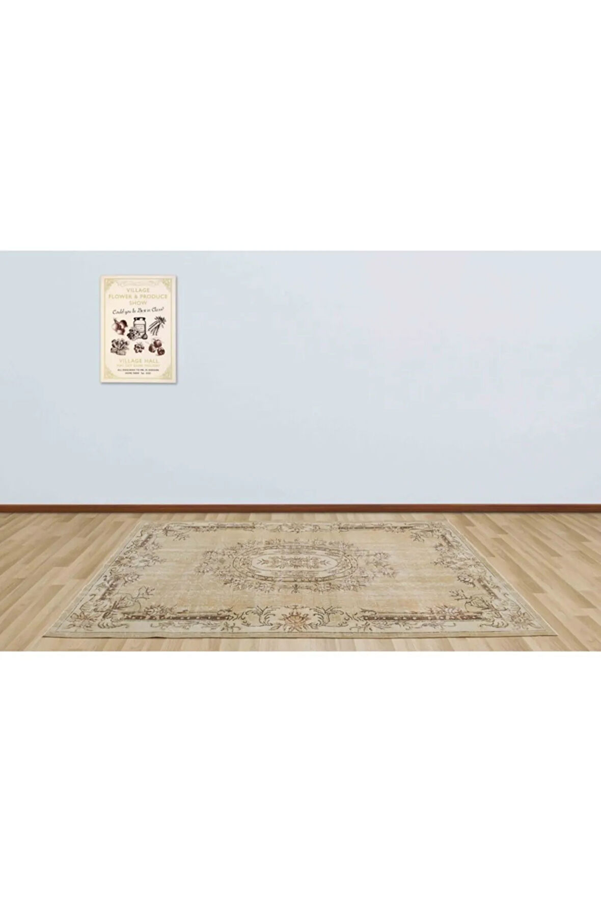 Krem Modern Vintage El Dokuma Halı