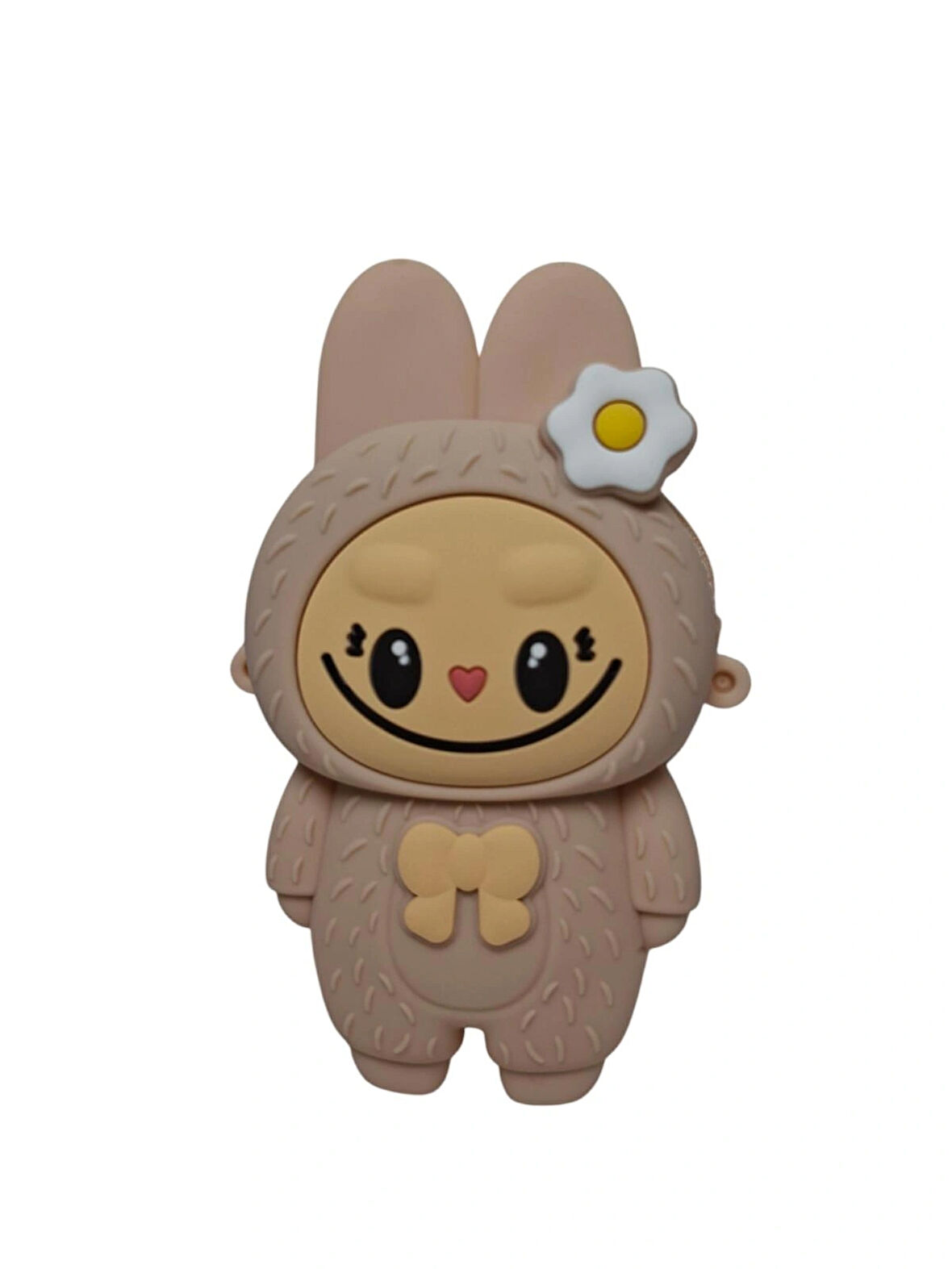 Spteks Kız Çocuk Labubu Model Fiyonk Detaylı Bej Renk Silikon Askılı Çanta Cüzdan